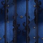 navy blue, deep blue, royal blue, dark blue, metallic silver, ornate hardware, decorative studs, vintage style, steampunk, gothic, elegant, sophisticated, ornamental scrollwork, baroque, traditional, decorative panels, metallic accents, button details, rivets, industrial, dark aesthetic, moody, dramatic, luxury, upholstered look, decorative hardware, embellished, ornate design, classic style