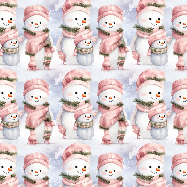 dusty rose, soft pink, cream white, pale blue, carrot orange, winter theme, christmas, holiday, snowman, festive, whimsical, cute, cheerful, plaid scarf, knit hat, evergreen branches, snow, kids room, nursery, baby, children's, playroom, seasonal, cozy, charming, sweet, gentle, soft aesthetic