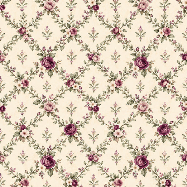 dusty rose, mauve, burgundy, cream, sage green, olive green, vintage floral, rose pattern, botanical, garden flowers, romantic, traditional, elegant, victorian, cottage core, spring, roses, buds, leaves, delicate florals, nature inspired, classic, timeless, heirloom, feminine, shabby chic, country, floral arrangement, multi-floral, pastel tones