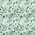 green confetti, scattered dots, polka dot pattern, forest green, sage green, mint green, teal, black accents, white dots, yellow dots, circular shapes, bubble pattern, abstract design, geometric pattern,, fabric panel, modern style, playful pattern, random distribution, multi-sized circles