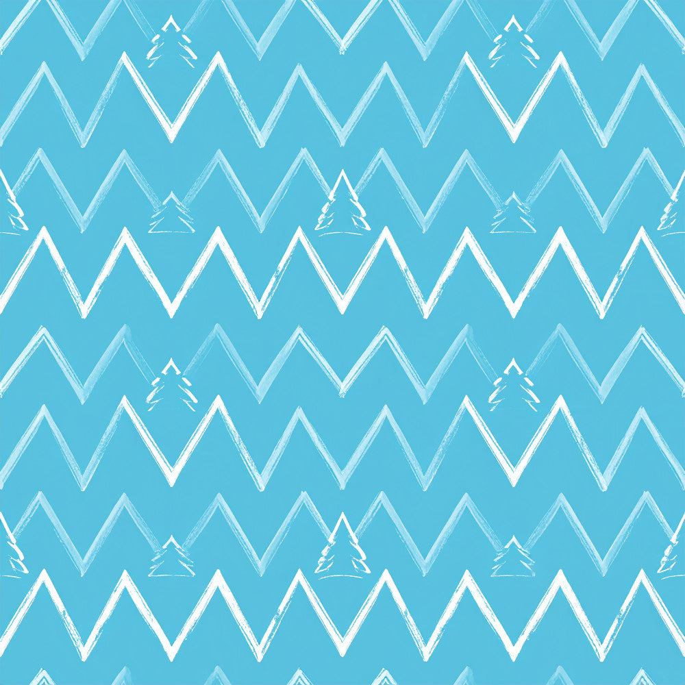sky blue, light blue, white, winter, mountains, pine trees, evergreens, geometric, triangular, chevron, alpine, snowy, frozen, holiday, christmas, nature, modern, minimalist, scandinavian, nordic, forest, landscape, outdoor, cool tones, monochromatic, nursery, kids room, baby, playroom, whimsical