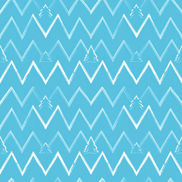 sky blue, light blue, white, winter, mountains, pine trees, evergreens, geometric, triangular, chevron, alpine, snowy, frozen, holiday, christmas, nature, modern, minimalist, scandinavian, nordic, forest, landscape, outdoor, cool tones, monochromatic, nursery, kids room, baby, playroom, whimsical