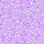 purple background, rainbow sprinkles, colorful jimmies, candy sprinkles, pink sprinkles, yellow sprinkles, green sprinkles, white sprinkles, scattered pattern, random placement, sweet treats, dessert theme, bakery motif,, fabric panel, cheerful mood, playful design, birthday theme, celebration pattern, donut topping