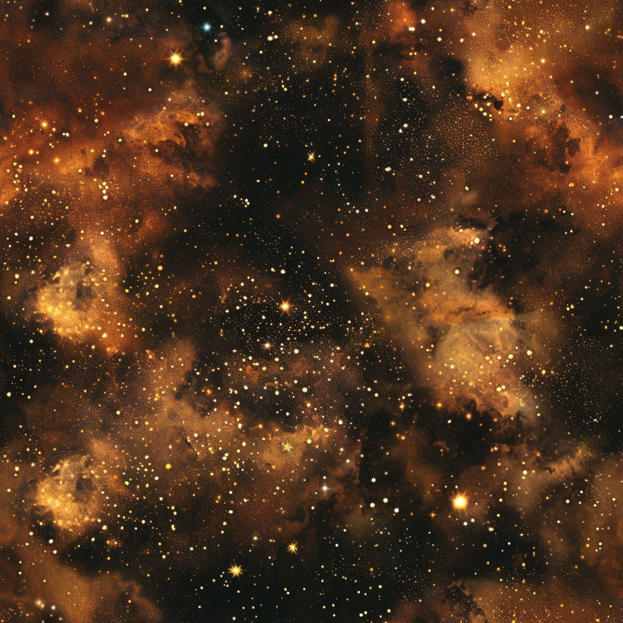 brown, rust, amber, golden, black, space, galaxy, nebula, stars, celestial, cosmic, astronomical, painted, watercolor effect,, fabric panel, night sky, starfield, universe, deep space