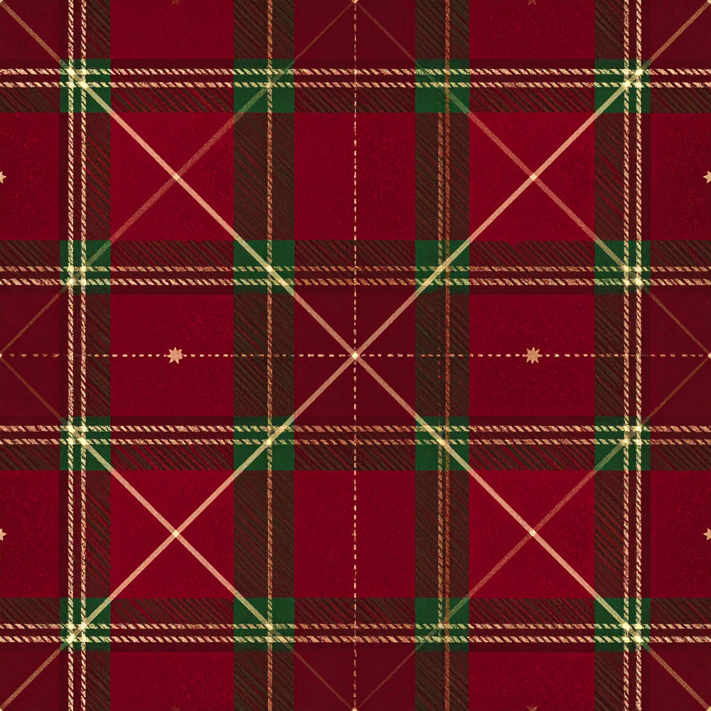 burgundy red, forest green, gold, cream, plaid, tartan, geometric, traditional, elegant, rustic, holiday, christmas, festive, stars, striped, scottish, woven texture, classic, formal, winter, dark red, emerald green, sophisticated, vintage, celestial, decorative details, richly colored, ornate, timeless
