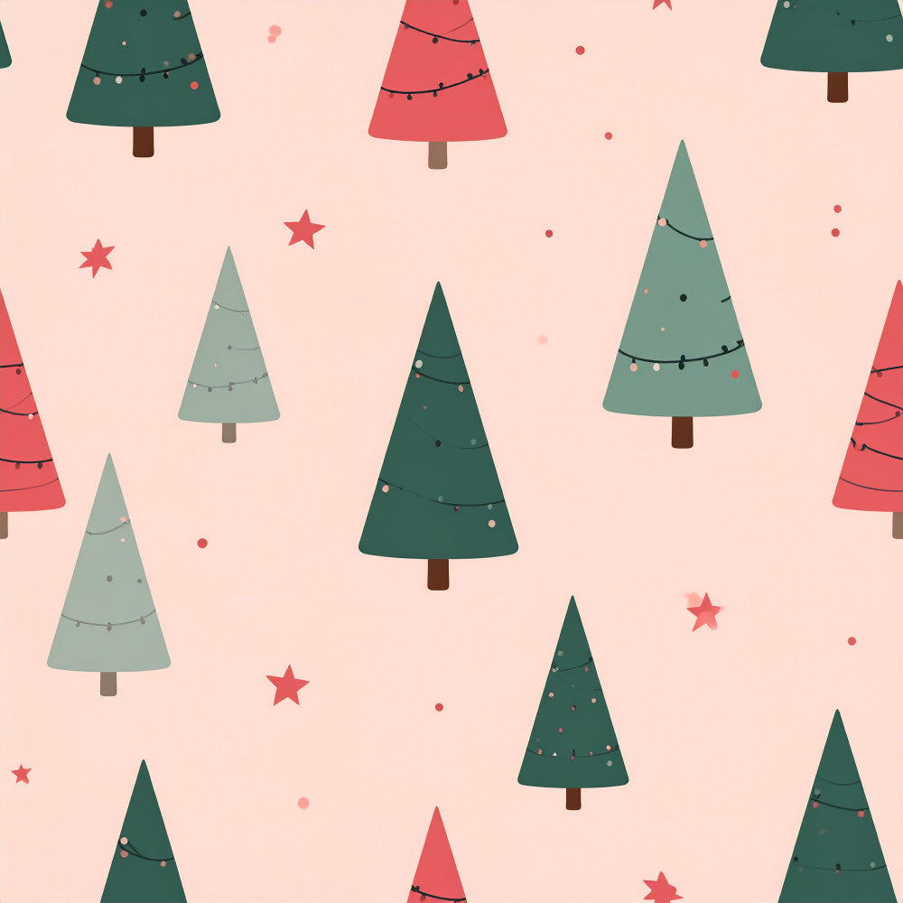 forest green, sage green, coral pink, blush pink, christmas, holiday, festive, trees, evergreen, stars, decorations, garland lights, whimsical, playful, modern, minimalist, kids, children, nursery, playroom, winter, seasonal, nature, woodland, geometric, cute, cheerful, vibrant