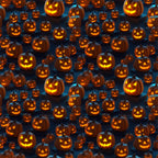 orange, black, dark blue, jack-o-lanterns, pumpkins, carved faces, glowing eyes, halloween pattern, spooky,, fabric panel, seasonal, autumn, trick-or-treat, festive, scattered design, horror theme, october, carved pumpkins, eerie glow