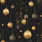 gold, black, champagne, metallic gold, christmas, holiday, celestial, stars, ornaments, baubles, elegant, luxurious, modern, festive, winter, sparkle, botanical, floral, four-leaf clover, decorative balls, hanging ornaments, night sky, sophisticated, glamorous, upscale, premium, new year's eve, formal, contemporary