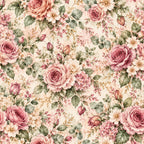 dusty rose, blush pink, mauve, cream, sage green, soft pink, floral, roses, vintage floral, botanical, nature, elegant, romantic, traditional, garden, spring, summer, rose buds, delicate flowers, daisies, leaves, greenery, feminine, cottage core, classic, timeless, pretty, decorative, nursery, baby shower