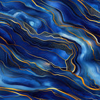 royal blue, deep blue, navy blue, gold, metallic gold, orange accents, agate pattern, marble effect, swirling lines, fluid design, geode inspired, mineral pattern, abstract design, luxurious, elegant, flowing curves,, fabric panel, sophisticated, natural stone