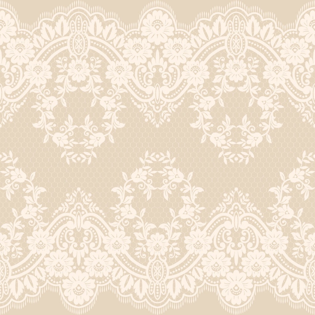 beige, cream, white, lace pattern, victorian lace, ornate design, floral motifs, delicate scrollwork, vintage style, romantic pattern,, fabric panel, intricate details, soft tones, elegant design, decorative border, feminine aesthetic, tea party theme, neutral palette
