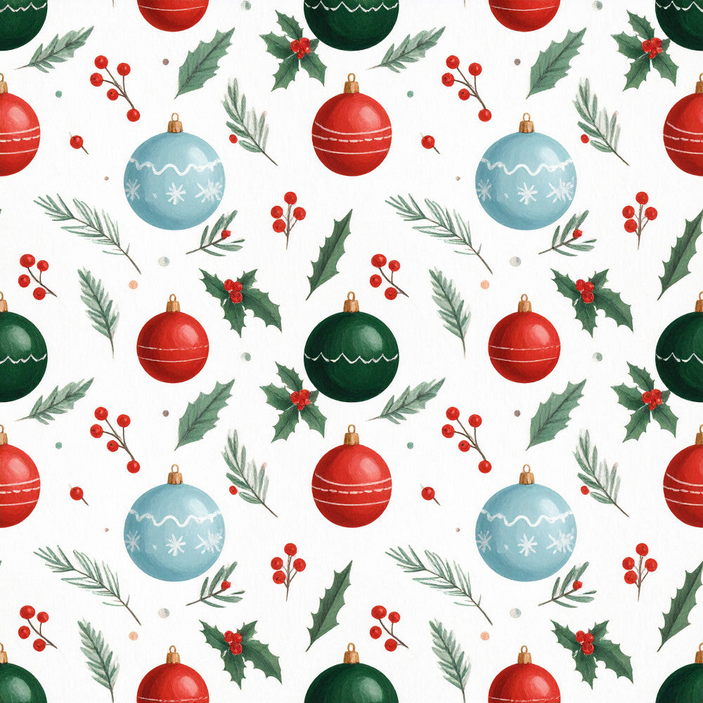 christmas, holiday, festive, red ornaments, blue ornaments, green ornaments, holly leaves, evergreen branches, red berries, winter botanicals, traditional, elegant, seasonal, christmas decorations, forest green, ruby red, dusty blue, gold accents, nature-inspired, botanical, winter, decorative, formal, classic holiday, celebration, rejoicing, vintage ornaments, victorian style