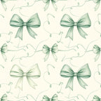 sage green, mint green, dusty green, cream, ivory, bows, ribbons, vines, tendrils, botanical, nature, elegant, whimsical, vintage, traditional, romantic, spring, garden, floral, delicate, feminine, nursery, baby shower, kids room, playroom, gift fabric, soft aesthetic, cottage core, classic bows, decorative ribbons
