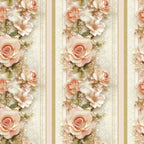 blush pink, coral, gold, cream, ivory, floral stripes, roses, butterflies, baby's breath, vertical stripes, romantic florals, soft pastels,, fabric panel, delicate flowers, feminine design, spring blooms, elegant pattern, cottage core, vintage inspired