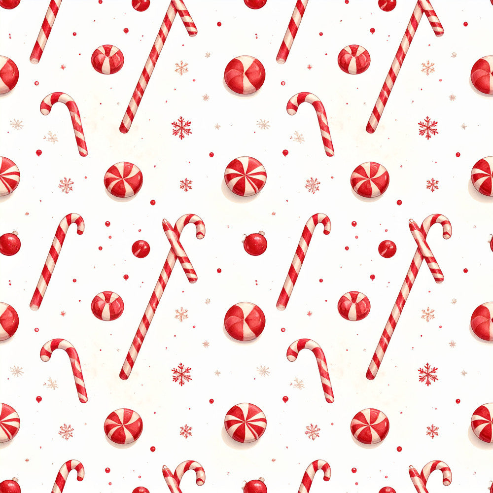 red and white, candy cane, peppermint, holiday, christmas, festive, winter, snowflakes, red striped, peppermint swirl, candy theme, whimsical, playful, sweet treats, seasonal, december, red mint, pinwheel candy, lollipop, pearl white, cream background, kids, children, nursery, baby shower, festive decor, vintage candy, retro candy, christmas decoration