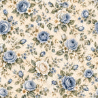 blue roses, dusty blue, cream, ivory, soft blue, sage green, floral pattern, vintage floral, garden flowers, romantic, elegant, traditional, botanical, rose buds, white roses, small flowers, delicate florals, cottage core, farmhouse, timeless, classic, antique, heirloom, nature themed, spring florals, summer flowers, gentle, feminine, shabby chic