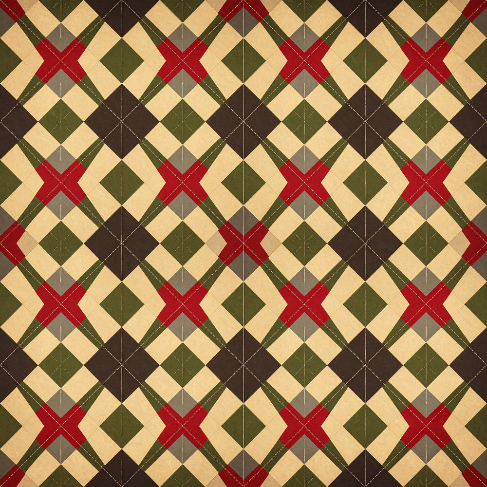 cream, burgundy red, forest green, olive green, brown, tan, geometric, diamond pattern, argyle, plaid, traditional, classic, vintage, elegant, home decor, quilted, stitched detail, autumn, fall, holiday, festive, farmhouse, rustic, structured pattern, coordinating colors, multi-color, neutral palette, sophisticated, timeless design