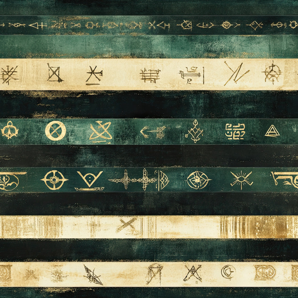 teal green, forest green, cream, gold, vintage, celestial, mystical, nautical, geometric, striped, symbols, runes, compass, wheels, anchors, stars, sun, moon, bohemian, elegant, rustic, adventure, travel, maritime, steampunk, gothic, celestial symbols, antique, distressed, aged