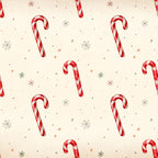 candy cane, peppermint, red and white striped, snowflakes, stars, holiday, christmas, winter, festive, vintage christmas, retro holiday, whimsical, playful, cream background, pale yellow, traditional, seasonal, children, kids room, nursery, vintage style, nostalgic, classic holiday, striped candy, decorative motifs, winter wonderland, jolly, cheerful