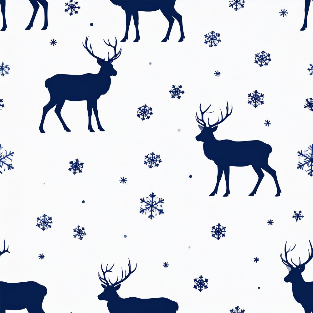 navy blue, white, winter, christmas, reindeer, deer, snowflakes, holiday, festive, elegant, traditional, animals, nature, winter animals, stag, doe, antlers, snow, seasonal, wintery, frost, nordic, scandinavian, whimsical, cozy, rustic, modern, kids room, nursery, baby shower
