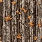 realistic camo, hunting pattern, tree bark texture, autumn leaves, maple leaves, orange leaves, brown bark, gray bark, woodland camouflage, nature pattern, fall foliage, rustic design, outdoor theme,, fabric panel, earth tones, forest scene, camouflage print, hunting theme, autumn colors