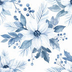 blue and white floral, slate blue, dusty blue, watercolor flowers, botanical, nature, elegant, soft florals, winter florals, holiday, christmas, pine branches, berries, leaves, delicate flowers, peaceful, calm, nursery, baby, modern floral, monochromatic blue, cool tones, grey blue, anemone flowers, evergreen, festive, serene, soothing