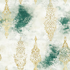 forest green, gold, cream, ivory, distressed, damask, ornamental, geometric, vintage, elegant, traditional, thai inspired, asian, boho chic, bohemian, abstract watercolor, grunge texture, metallic accents, home decor, upholstery, bedding, sage green, antique, baroque, ornate patterns, medallion motifs, sophisticated, refined, neutral palette, textured finish
