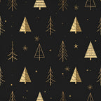 gold, black, dark navy, metallic gold, christmas, holiday, winter, geometric, trees, evergreen, stars, celestial, modern, elegant, minimalist, line art, festive, luxury, sophisticated, scandinavian, contemporary, nature, woodland, starry night, outlined trees, solid fill trees, hatched trees, decorative stars, dots, sparkles