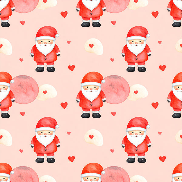 christmas santa, holiday, festive red, bright red, cream white, soft pink, blush pink, santa claus, whimsical, cheerful, hearts, love theme, children's, kids room, nursery, playroom, baby, cute, jolly, winter, december, gift giving, romantic holiday, sweet, charming, vintage inspired, retro style