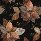 burgundy, rose gold, burnt orange, deep brown, charcoal gray, cream, metallic gold, poinsettia, floral, botanical, nature, leaves, berries, evergreen branches, elegant, luxe, festive, christmas, holiday, winter, autumn, fall, sophisticated, glamorous, vintage botanical, decorative, home decor, upholstery, celestial sparkle, dimensional