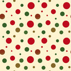 crimson red, forest green, olive brown, cream, polka dots, geometric, dots pattern, circle motif, modern, playful, whimsical, holiday, christmas, festive, winter, neutral, multi-colored, scattered dots, bubble pattern, kids room, nursery, playroom, traditional, cheerful, retro, vintage inspired, all-over pattern