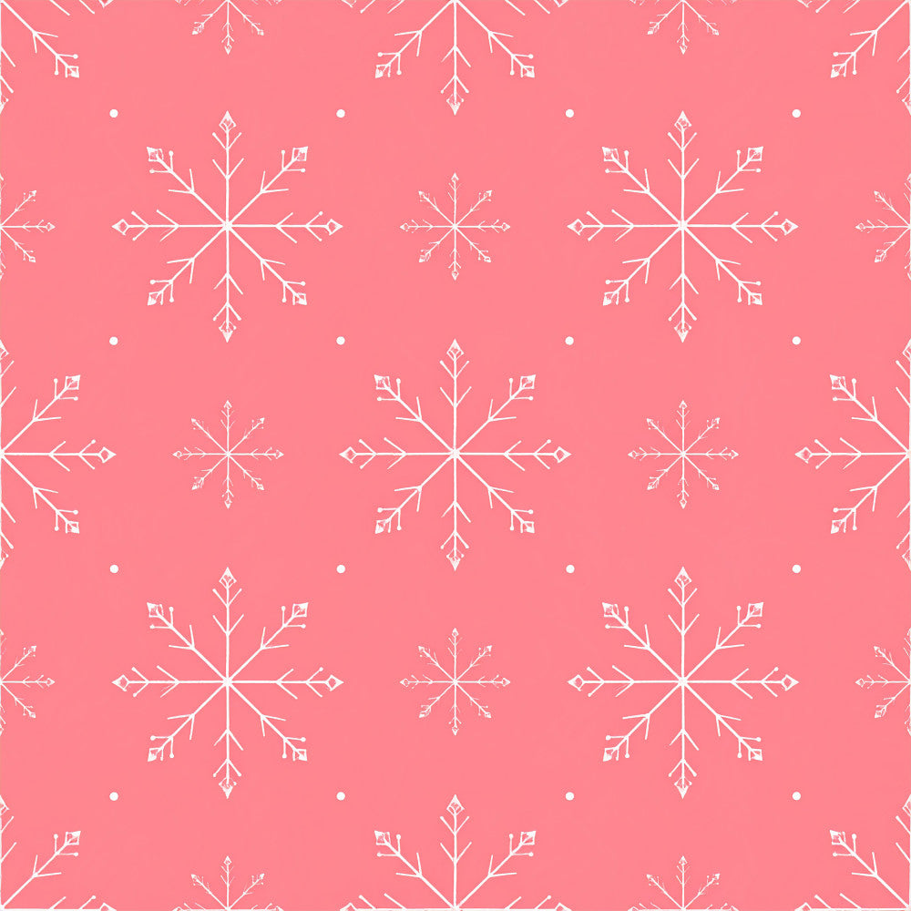 coral pink, white, snowflakes, geometric, winter, holiday, christmas, frozen, modern, elegant, minimalist, scandinavian, celestial, sparkle, decorative dots, symmetrical, nature-inspired, festive, cold weather, icy, delicate, contemporary, whimsical, nursery, kids room, baby, toddler, winter wonderland, snow theme