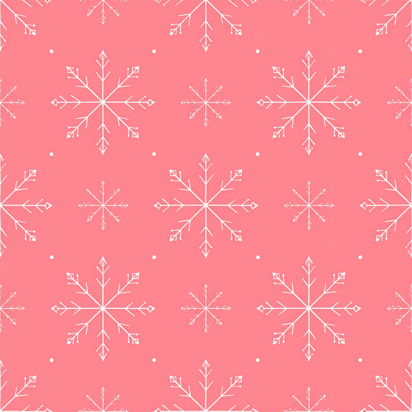 coral pink, white, snowflakes, geometric, winter, holiday, christmas, frozen, modern, elegant, minimalist, scandinavian, celestial, sparkle, decorative dots, symmetrical, nature-inspired, festive, cold weather, icy, delicate, contemporary, whimsical, nursery, kids room, baby, toddler, winter wonderland, snow theme