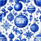royal blue, navy blue, cobalt blue, white, blue and white, ornaments, baubles, snowflakes, bows, ribbons, floral, florals, botanical, delicate flowers, leaves, elegant, traditional, vintage, holiday, christmas, winter, festive, ornamental, decorative, classic, timeless, formal, sophisticated, damask, ornate details