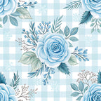 light blue, pale blue, sky blue, ice blue, teal, sage green, white, soft blue, floral, roses, winter florals, snowflakes, geometric checkered, gingham check, elegant, romantic, winter, christmas, holiday, nature, botanical, leaves, berries, branches, delicate, feminine, traditional, festive, nursery, baby