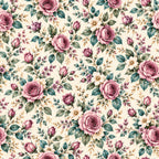 dusty rose, mauve, cream, ivory, sage green, teal, blush pink, vintage floral, roses, daisies, botanical, nature, traditional, elegant, romantic, cottage core, spring, summer, garden, wildflowers, leaves, buds, delicate, layered florals, victorian, classic, feminine, decorative accents