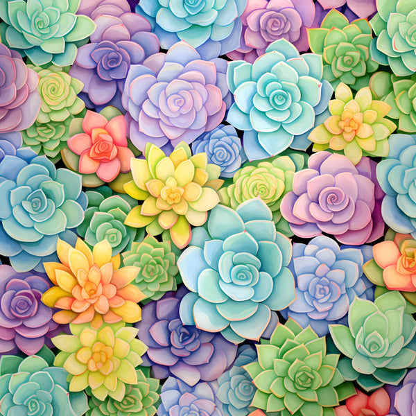 pastel pink, lavender purple, sky blue, mint green, pale yellow, coral orange, peach, soft blue, rose pink, sage green, pale purple, sunshine yellow, watercolor, floral, succulents, botanical, whimsical, modern, playful, spring, summer, nature, garden, boho, bohemian, nursery, kids room, playroom, baby shower