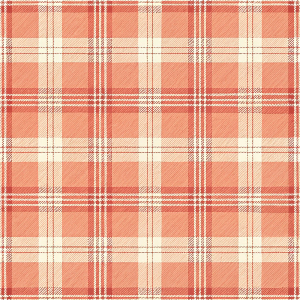 coral red, cream, salmon pink, burnt orange, plaid, tartan, gingham, checkered, geometric, traditional, rustic, farmhouse, country, classic, vintage, autumn, fall, cozy, warm, kitchen, home decor, casual, timeless, woven texture, double lines, lattice, checked pattern