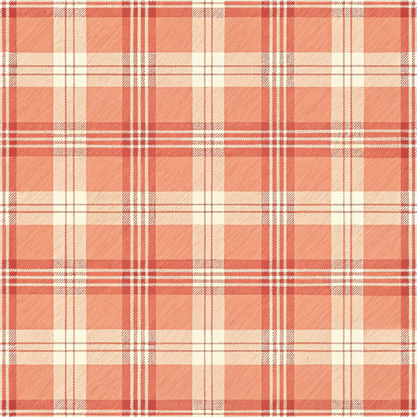coral red, cream, salmon pink, burnt orange, plaid, tartan, gingham, checkered, geometric, traditional, rustic, farmhouse, country, classic, vintage, autumn, fall, cozy, warm, kitchen, home decor, casual, timeless, woven texture, double lines, lattice, checked pattern