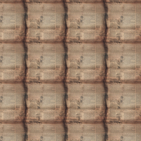 aged newspaper, vintage newsprint, sepia tones, brown hues, tan coloring, beige background, antique paper, weathered text, old advertisements, retro print, newspaper columns,, fabric panel, nostalgic design, historical theme, aged patina, vintage style, repetitive pattern, muted colors, distressed appearance