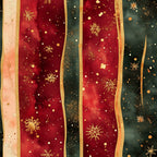red, gold, green, cream, festive, striped, snowflakes, stars, holiday, christmas, elegant, luxurious, sparkle, metallic, winter, traditional, classic, sophisticated, decorative, celestial, geometric, striped pattern, gold accents, deep red, forest green, pale pink, glitter effect, formal, timeless, seasonal