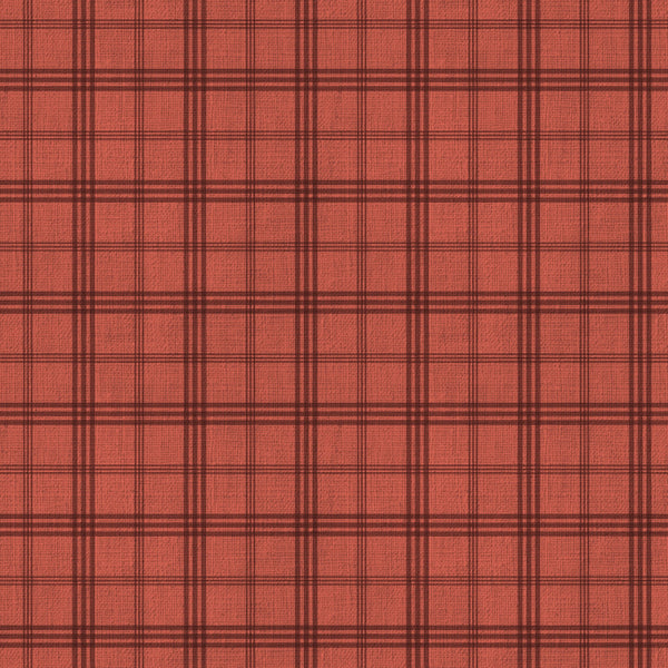 burnt orange, rust red, coral, terracotta, plaid, tartan, checked pattern, geometric, traditional, classic, rustic, farmhouse, cabin, country, autumn, fall, warm tones, checkered, grid pattern, red plaid, orange plaid, woven texture, flannel style, cozy, vintage, lodge, home decor, upholstery, sophisticated