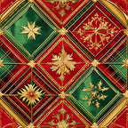 red, green, gold, christmas, holiday,, fabric panel, diamond pattern, geometric design, ornate motifs, decorative stars, flourishes, baroque elements, metallic accents, festive, seasonal, coordinating colors, repeating pattern, cotton fabric, craft material