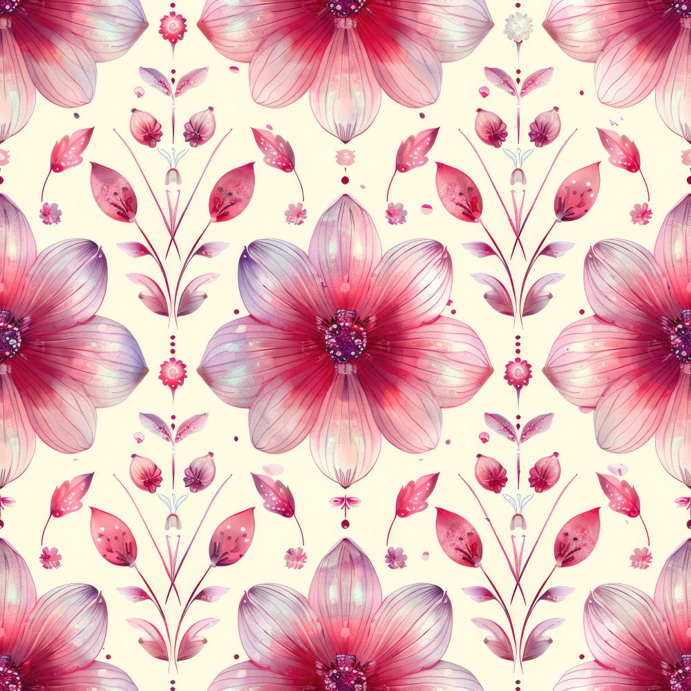 magenta pink, dusty rose, lavender purple, coral pink, cream ivory, floral, botanical, daisy, cosmos, nature, elegant, romantic, whimsical, spring, summer, garden flowers, delicate petals, layered blooms, gradient shading, watercolor style, feminine, decorative, ornamental, home decor, nursery, kids room, baby gift, cottage core, botanical garden