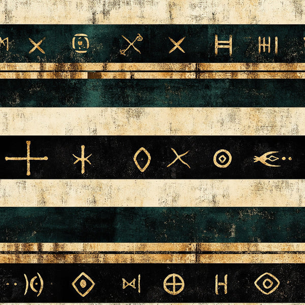 forest green, cream, gold, black, striped, geometric, mystical, vintage, bohemian, symbols, celestial, runes, ancient, ornamental, elegant, modern, rustic, occult, mystique, esoteric, pagan, witchy, alchemy, spiritual, boho, distressed, metallic, home decor, bedding