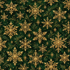 forest green, gold, metallic gold, snowflakes, winter, christmas, holiday, elegant, luxurious, traditional, festive, stars, sparkles, botanical, decorative, vintage, ornamental, glamorous, dark green, golden yellow, celestial, formal, sophisticated, seasonal, festive decor, winter wonderland, jewel tone, ornate