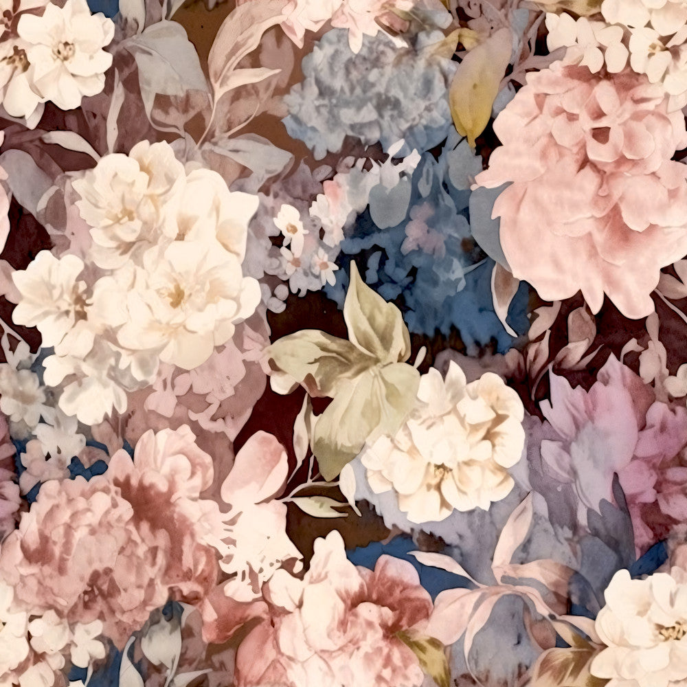 cream floral, dusty rose, blush pink, navy blue, soft pink, vintage floral, romantic, elegant, garden flowers, peonies, roses, botanical, pastel colors, muted tones, traditional, feminine, spring, summer, nature theme, watercolor effect, layered florals, delicate flowers, cottage core, classic floral, antique style, soft aesthetic, nursery decor, baby shower