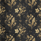 charcoal black, gold, cream, vintage floral, botanical, damask, ornamental, elegant, romantic, traditional, nature, flowers, leaves, scrolls, berries, delicate, timeless, classic, luxury, sophisticated, dark background, metallic accents, jacobean, victorian, heritage, ornate, decorative arts, antique inspired