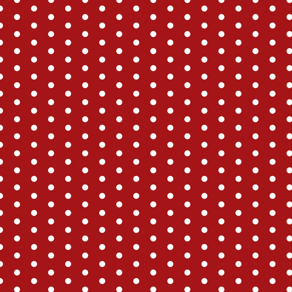 red background, white polka dots, retro pattern, 1950s style, diner aesthetic, vintage design,, fabric panel, geometric dots, mid-century modern, nostalgic pattern, americana style, repeating circles, rockabilly motif, cotton fabric, crafting material, sewing supplies, polka dot print, cherry red, bright white