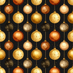 gold ornaments, copper ornaments, bronze ornaments, champagne gold, black background, metallic spheres, hanging baubles, geometric patterns, floral motifs, dandelion design, elegant, luxurious, holiday, christmas, festive, winter, sparkly, shimmery, sophisticated, modern, decorative, ornamental, dark academia, glamorous, celestial inspired, seasonal, special occasion, premium